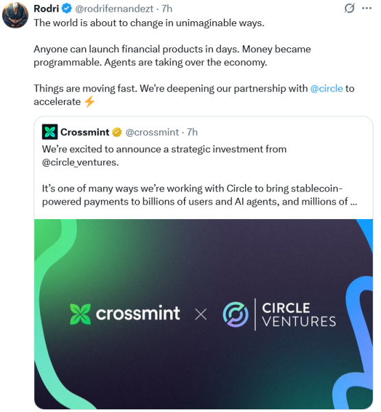 Circle и Crossmint расширяют Rails StableCoin для людей и искусственного интеллекта