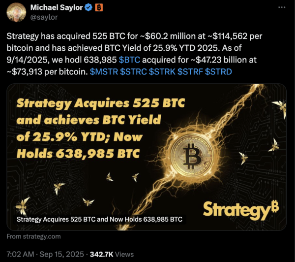 Bitcoin Stash стратегии достигает 73 млрд долларов с 638 985 BTC в казначействе