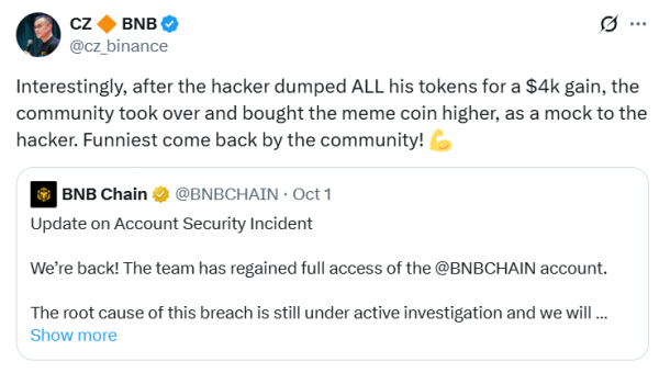 Криптовалютные трейдеры зарабатывают миллионы, Чжао объявляет сезон мемов о BNB