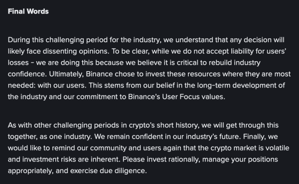 Binance запускает программу на 400 миллионов долларов для трейдеров, пострадавших от пятничного спада
