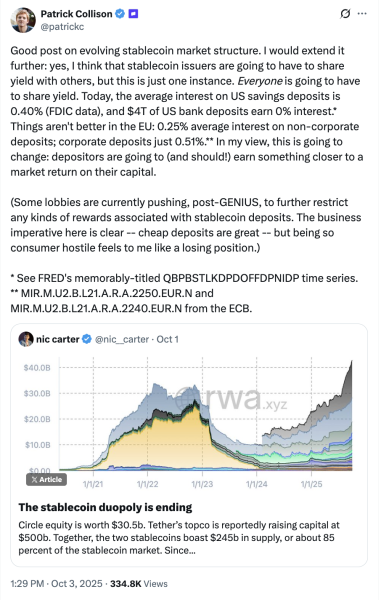 Доходность StableCoin означает, что банки теперь должны предлагать клиентам реальную процент