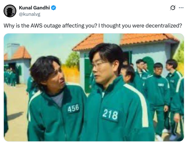 Отключение AWS показывает слабое место криптовалюты: централизованная зависимость