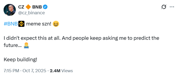 Криптовалютные трейдеры зарабатывают миллионы, Чжао объявляет сезон мемов о BNB