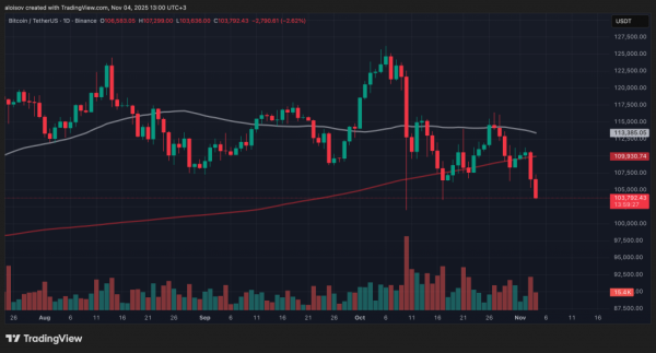 Биткоин упал ниже $104 000: возможная цель — $92 000 Биткоин упал ниже $104 000: возможная цель — $92 000