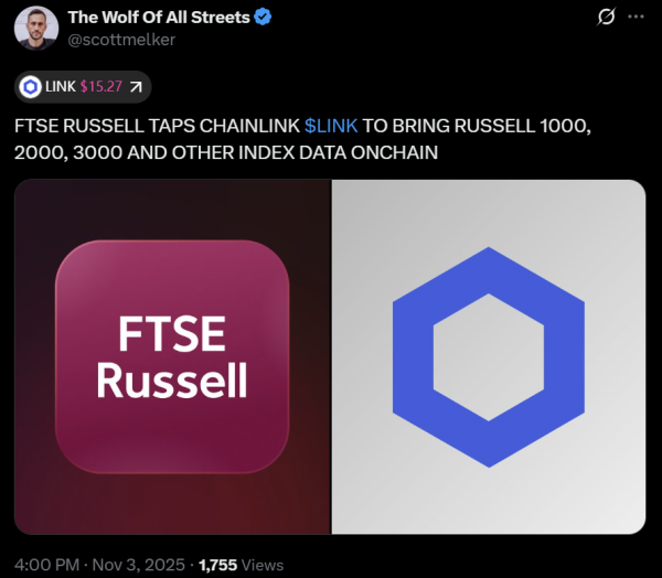 FTSE Russell и Chainlink переносят индексные данные в цепочку FTSE Russell и Chainlink переносят индексные данные в цепочку